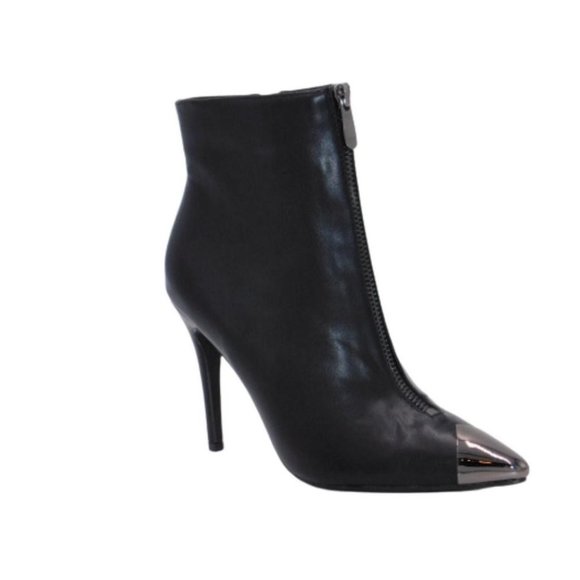 DBDK Sidera-12 Black Silver Tip Stiletto Heel Bootie w/Side Zippers - Picture 5 of 5